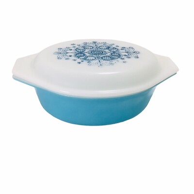 VINTAGE PYREX TURQUOISE BLUE 1 1/2 QT Oval (043) CASSEROLE DISH w