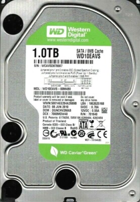 Disque Dur Western Digital Vert WD10EAVS 1TB SATA III 5400U/Min