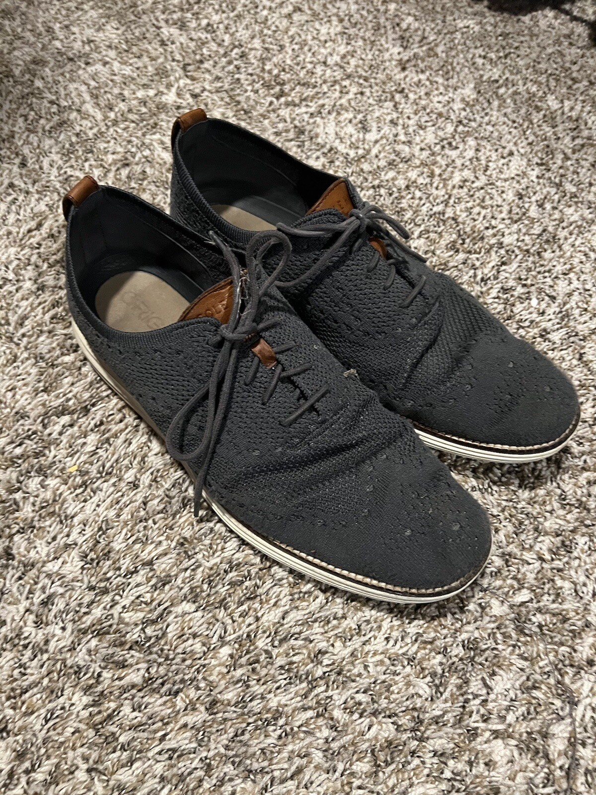 SAOLA Scarpe Cole Haan originali Grand OS Stitchlite da uomo taglia 12M lana grigia Oxford