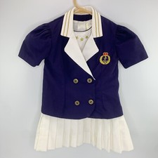 Girls Vintage 80s Sailor Navy Blue Dress And Jacket White Blue Sz 4 T