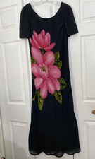 Carole Little Size 6 Black Maxi Dress Floral Print Lined Flowy Women  s
