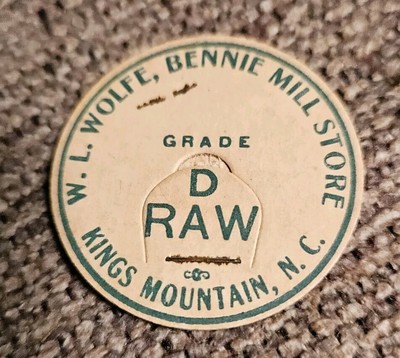 Unused W. L. Wolfe, Bennie Mill Store Raw D Milk Cap Kings Mountain N.C. 