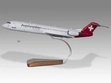 Fokker 100 Helvetic Airways Desk Wood Airplane New Model Large Scale 1/72