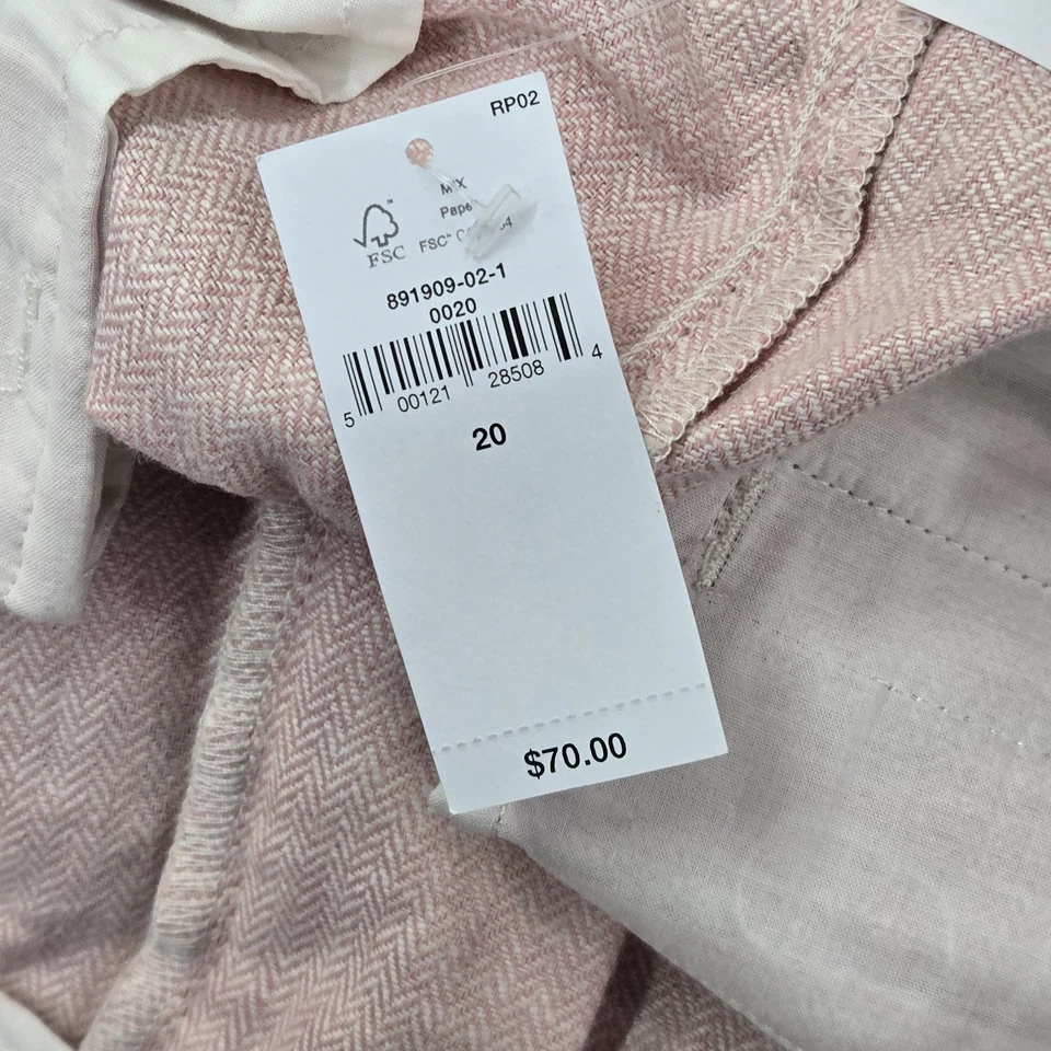 Banana Republic 女式短裤 20 粉色棉亚麻人字形 4.5 英寸内缝全新带标签 — 第 4/4 张图片