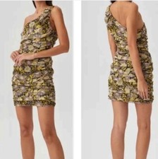 NWT Zara Floral Ruched One Shoulder Mini Dress Womens Size XS Formal Festival 