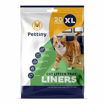 Pettiny 20 XL Katzentoilette Einlagen mit Kordelzügen Kratzfeste Beutel für