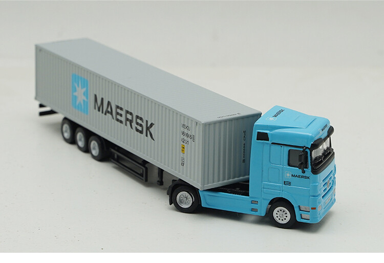 1/87 Scale Mercedes Benz Container Truck Trailer Blue Diecast Car