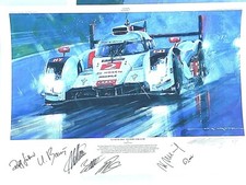 "LEMANS 2014,VICTORY FOR AUDI", PRINT ,AUDI STAFF & WINNING DRIVERS SIGNED,19X29