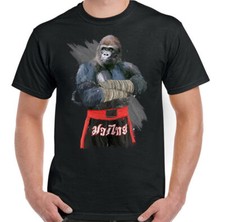 Gorilla Fighter Mens Martial Arts T-Shirt Gym MMA Training Top Muay Thai Boxing