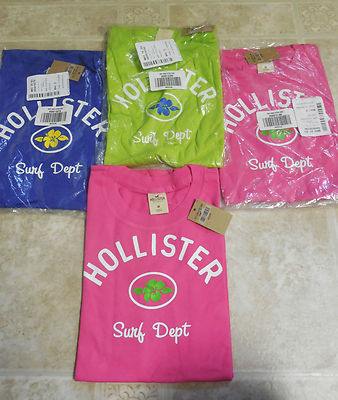 HOLLISTER Surf Dept Tee Womens Jrs Medium M Pink Lime Royal Blue New NWT U Pick