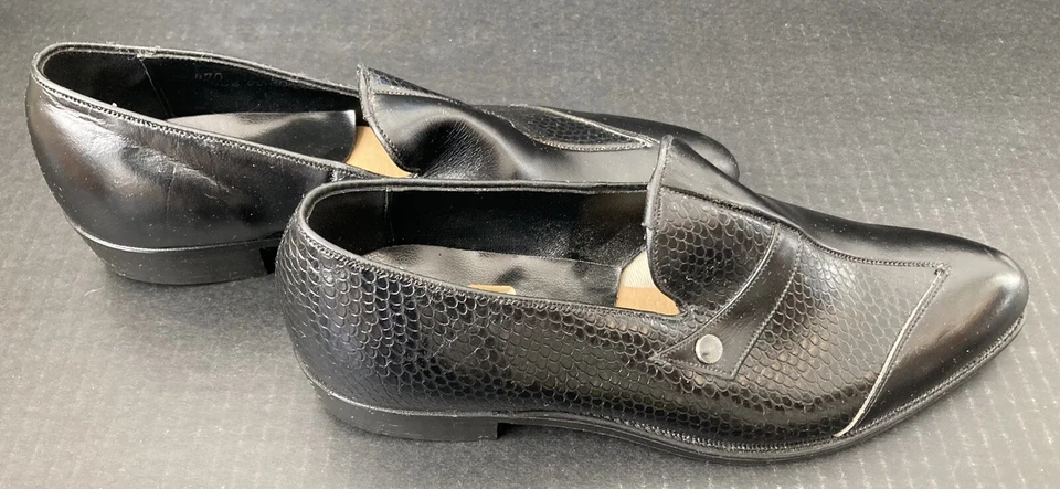 Vintage 1960’s Men’s Calumet Black Leather Shoes - Size 7 NOS - Deadstock - Image 2 of 4