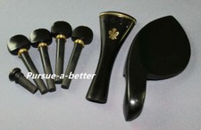 1 set New high quality 4/4 ebony violin accessories, Inlaid copper flower