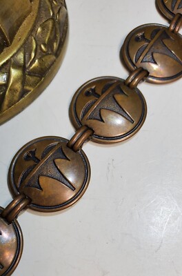 Vintage Native Copper Thunderbird Link Bracelet 808