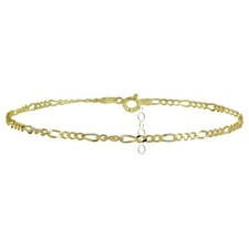 Yellow Gold Flashed Sterling Silver Figaro Chain Anklet