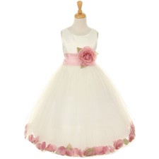 IVORY DUSTY ROSE Size 14 Flower Girl Dress Party Birthday Bridesmaid Prom Formal