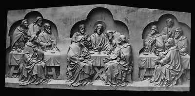 THE LAST SUPPER C1890 ANTIQUE Magic Lantern Slide PHOTO VICTORIAN STATUARY JESUS