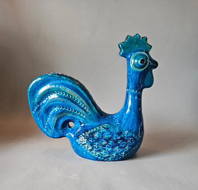 vintage Bitossi Rimini Blu HAHN rooster Aldo Londi italy 50s 50er