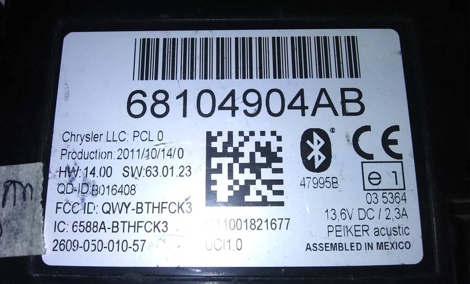 Módulo de control telemático Bluetooth 68104904AB 2011-2018 Jeep Grand Cherokee Foto 2 de 4