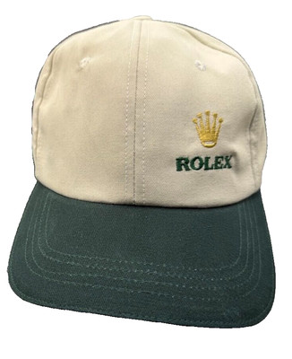 *** Rolex  Green / Cream Hat Cotton Twill / Gold Crown  Awesome Fit ***