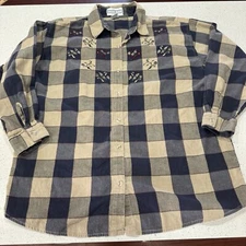 Vtg 90s Dressbarn blue white plaid button down plus 1x Western Embroidered e
