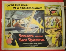 Vintage Half Sheet Movie Poster for Escape From San Quentin, 1957 Johnny Desmond