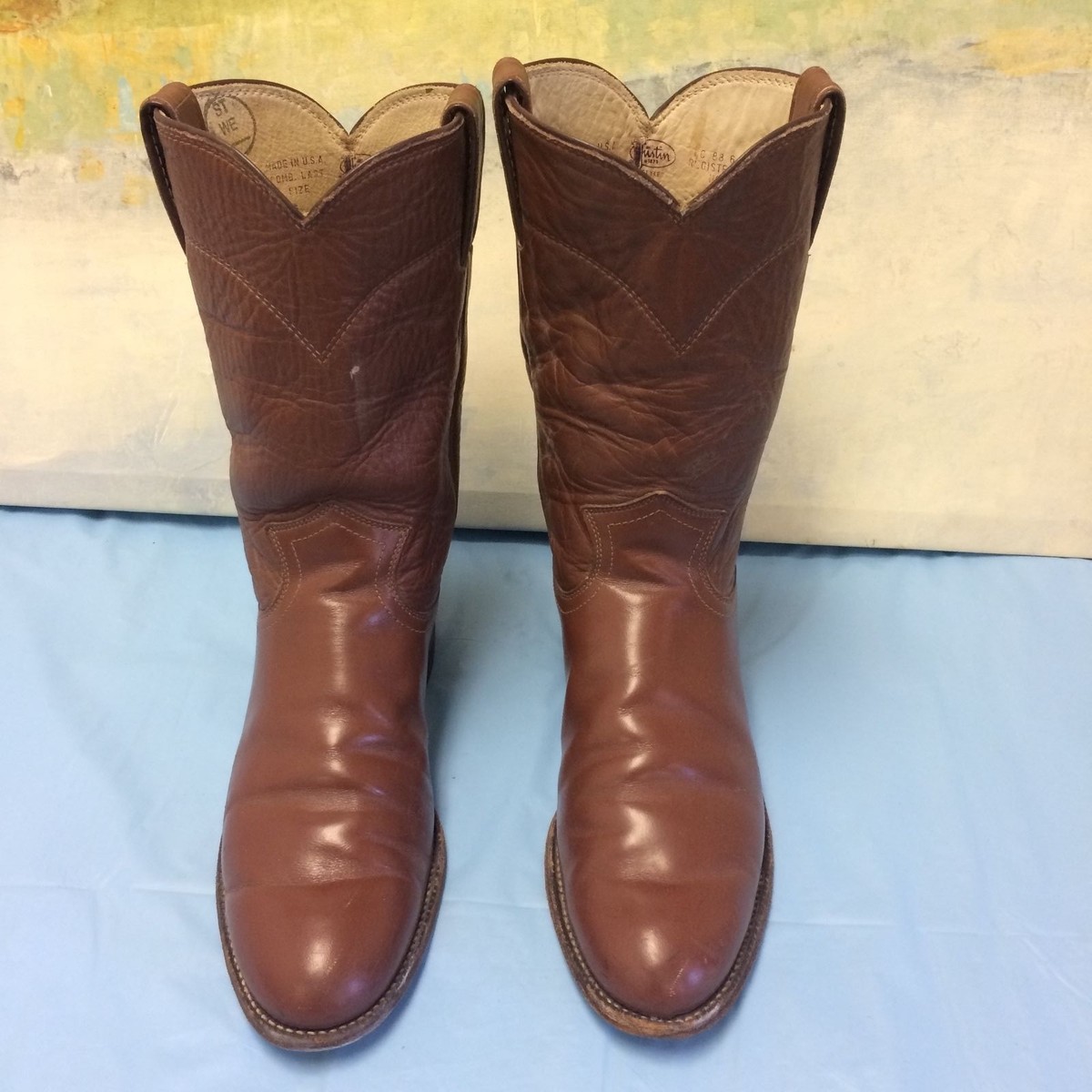 Justin Roper 3802 42816 Brown Cowboy Boots Size 5A New-Old-Stock Thrifted some Justin main image 3