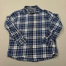 Eddie Bauer Shirt Mens XXL Blue Plaid Long Sleeve Button Flannel Pocket Workwear