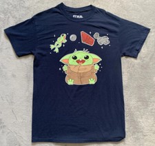 Star Wars Baby Yoda Grogu Men  s T-Shirt Medium Blue Navy Short Sleeve