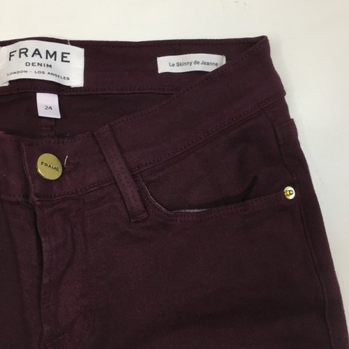 FRAME Le Skinny De Jeanne Mahogany Fray Hem Slim Fit Skinny Jeans Womens sz 24 - Picture 5 of 9