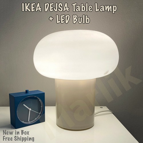 Ikea DEJSA Table Lamp Mushroom Light + LED Bulb, 004.049.87 Beige/Opal