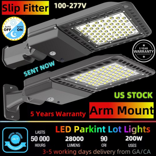 LED Parking Lot Lights 200W 300W - Universal Mount With Dusk to Dawn Photocell - Picture 2 of 67