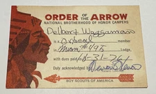 Boy Scout OA Membership Card Lodge 495 Miami Ohio 1976  RC6