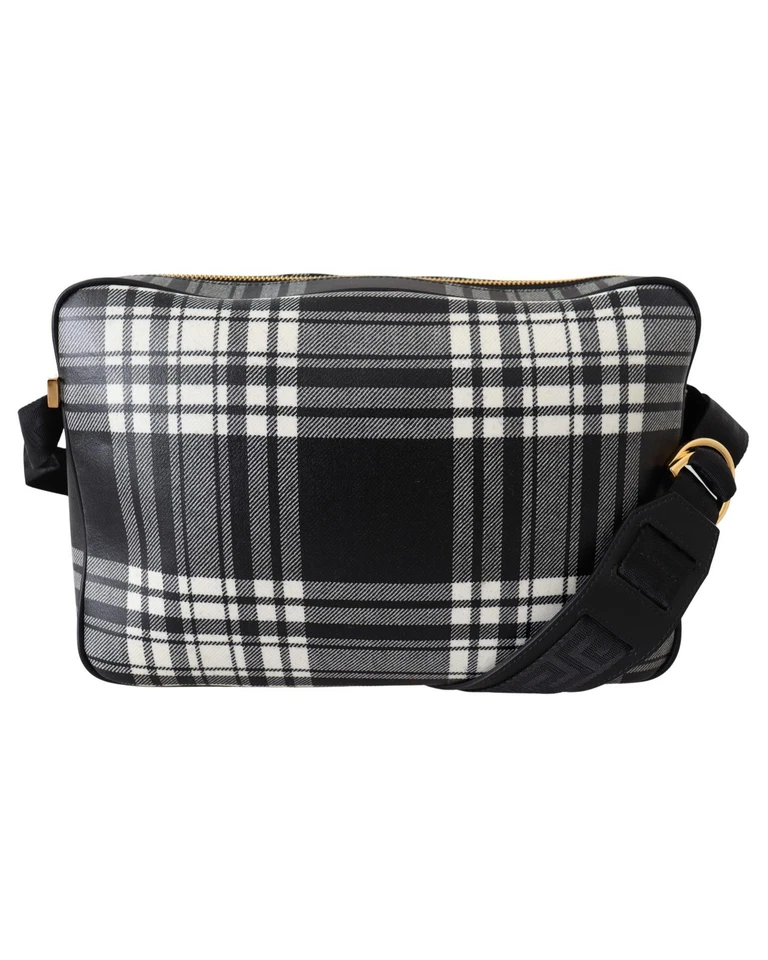 Versace Plaid Crossbody Bag BlackWhite Men Grey Shoulder Bags — 第 2/4 张图片