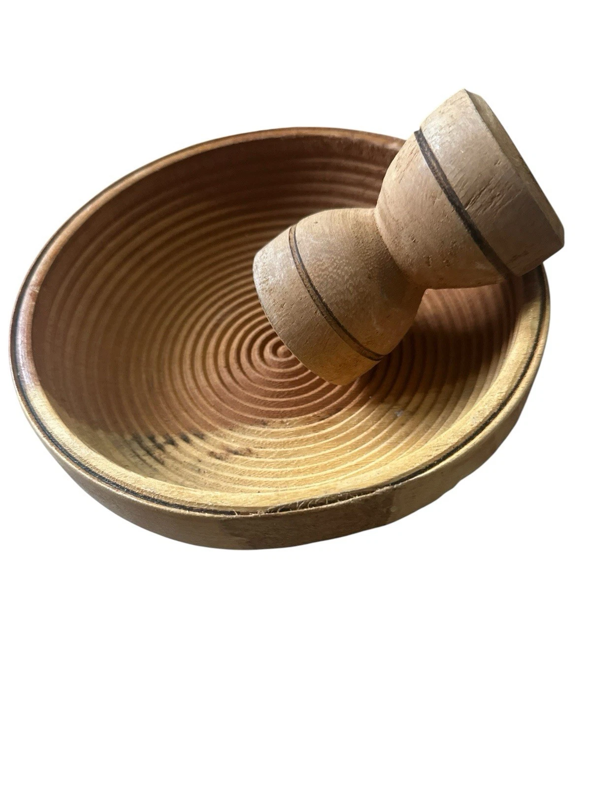Handmade Wooden Grinding Bowl with Grinder – Traditional West African Asanka