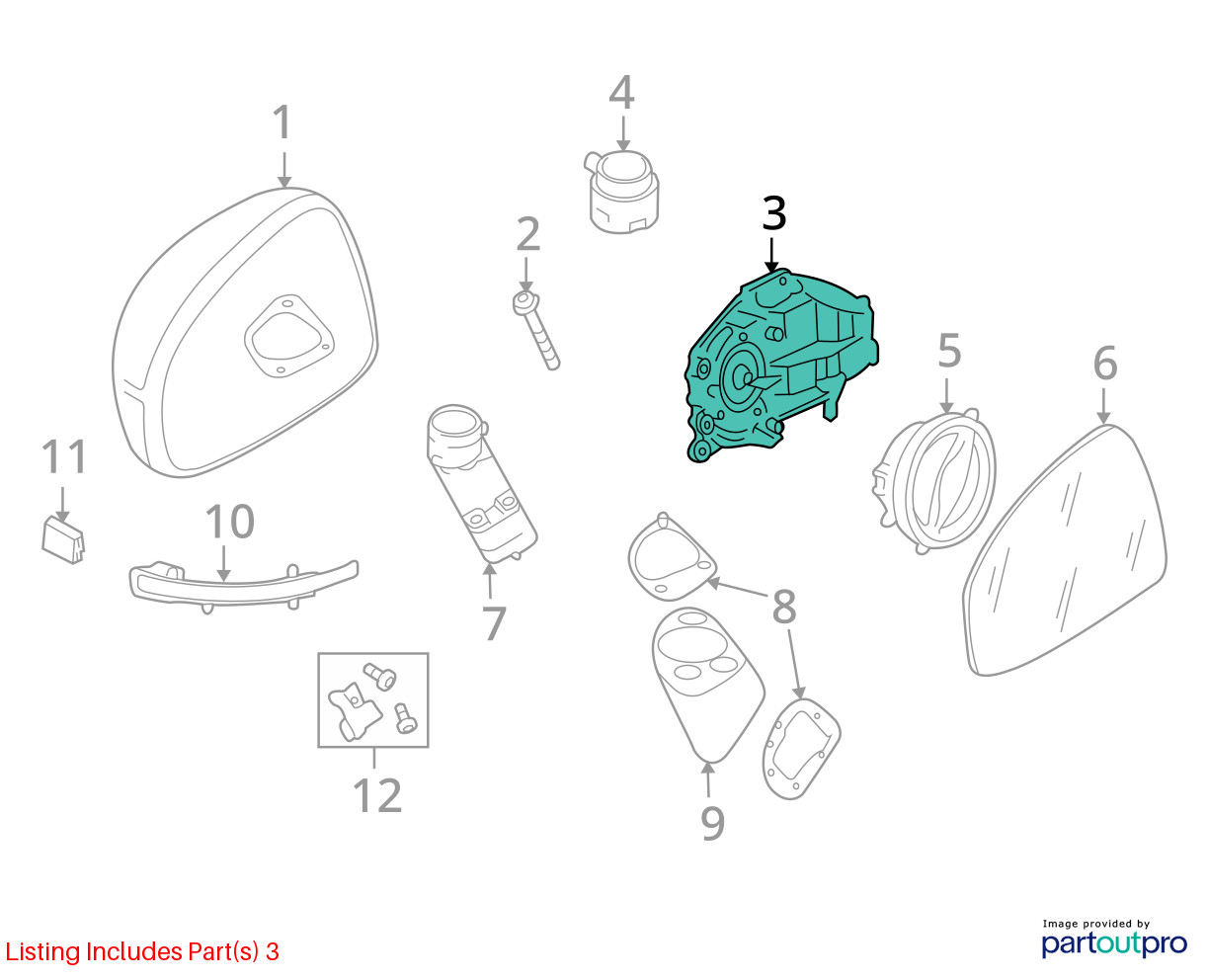 2010-2015 Audi R8 v10 Oem FRONT LEFT POWER FOLD AUTO DIM HEATED DOOR MIRROR