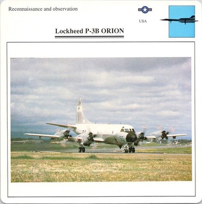 Lockheed P-3B ORION Reconnaissance Warplane Card - Edito Service USA