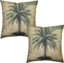 Palm Tree Pillow Covers 18x18 Set of 2 Hawaiian Tropical Leaf Decorative Throw P