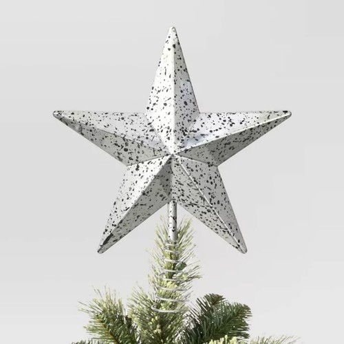 Lit Faux Mercury Glass Star Christmas Tree Topper Silver 10" Holiday Light Up - Picture 2 of 10