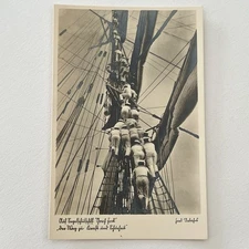 Vintage RPPC Real Photograph Postcard Dapper Men Sailor Ship German