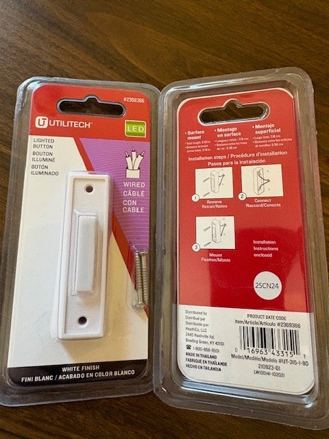 Utilitech 210823-01 Lighted Doorbell Button Wired