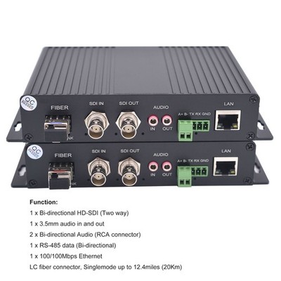 SDI Video Audio over Fiber Optic Adapter Converters Transceiver Optical SFP LC