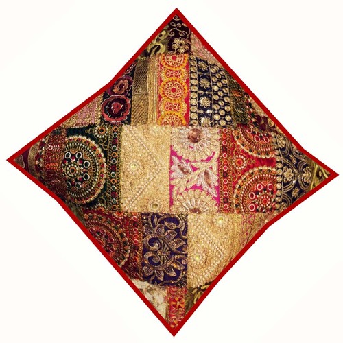 Cushion Cover Set Of 2 Pc Square 16x16" Pillow Patchwork Handmade Decor Cotton - Picture 11 of 13