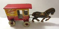 TOY TOWN DAIRY WAGON HORSE DRAWN 1940's MARX TIN LITHO TOY WIND-UP NOT WORKING