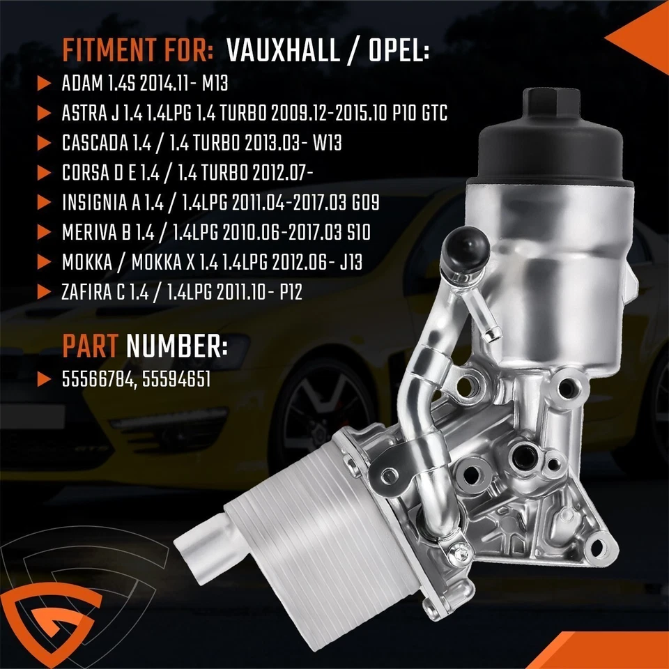 OIL FILTER COOLER ASSEMBLY & SEAL FOR VAUXHALL ADAM ZAFIRA ASTRA CORSA CHEVROLET - Image 3 of 4