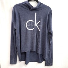 Sudadera con Capucha Calvin Klein Para Mujer Grande Azul Sudadera con Capucha Pullover Tejido Elástico