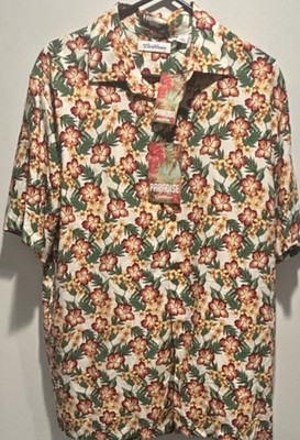 NEW Caribbean Paradise Floral Rayon Button-Up Shirt Men's L Short Sleeve