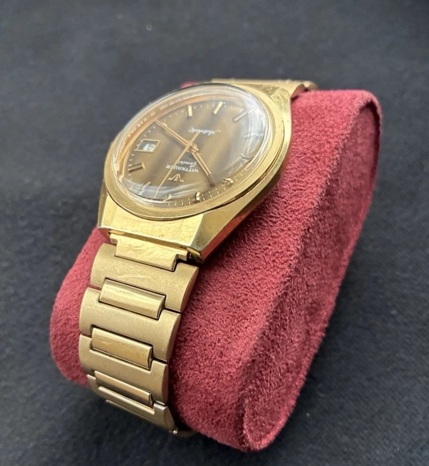 Редкие винтажные мужские автоматические часы WITTNAUER Geneve C11KAS-1 дата швейцарские 1970-е - Изображение 4 из 4