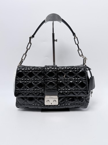 Dior Black Patent Cannage Leather New Lock Flap Shoulder Bag JA1367DR
