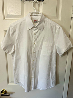 J.Crew Broken-In Men's Oxford Cotton Button-Up Shirt M White Solid SS Pocket