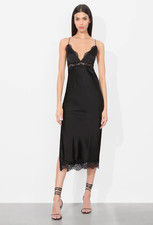 Alice + Olivia Zaira Lace Midi Slip Dress Black Size 2